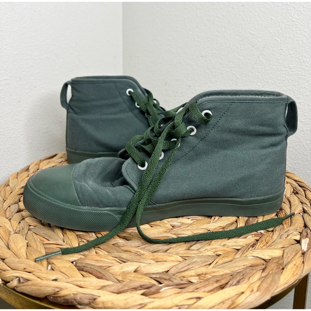 Bangs Shoes Prehistoric High Top Sneaker Vegan Footwear Green Blue Embroidered - Picture 7 of 9